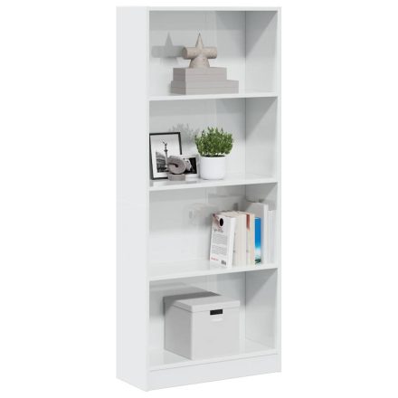 vidaXL magasfényű fehér szerelt fa könyvespolc 60 x 24 x 143 cm
