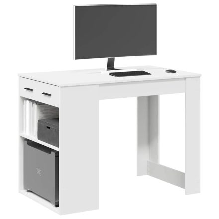 vidaXL íróasztal fiókkal és polccal fehér 102x62x77,5 cm gépelt fa