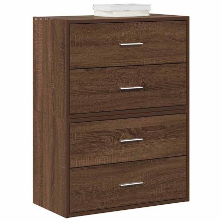 vidaXL 2 db barna tölgy szerelt fa szekrény 2 fiókkal 60 x 31 x 40 cm