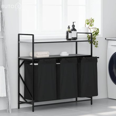 vidaXL szürke sonoma mosodai kosár 3 rekeszes polcokkal