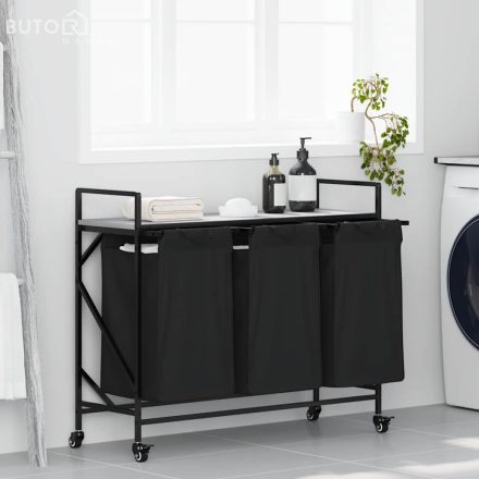 vidaXL szürke sonoma mosodai kosár 3 rekeszes kerekekkel