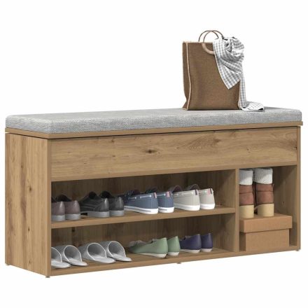 vidaXL kézműves tölgy színű szerelt fa cipőtároló pad 102x30,5x45 cm