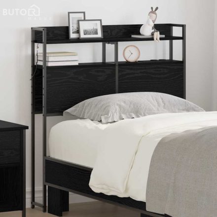 vidaXL Tároló fejtámla LED -es lámpákkal Musta tammi 80 cm Faanyag