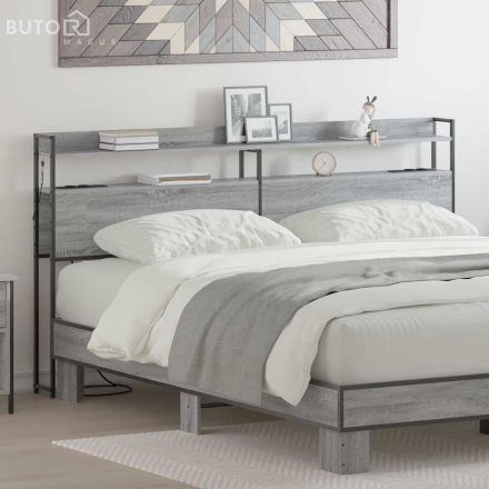 vidaXL Tároló fejtámla LED -es lámpákkal Szürke sonoma 180 cm Faanyag