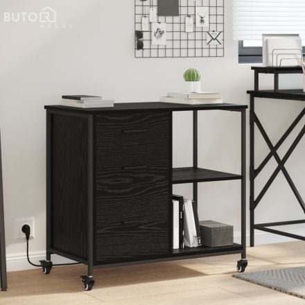 vidaXL Irodai szekrény kerékkel Musta tammi 76 x 41 x 72 cm Faanyag