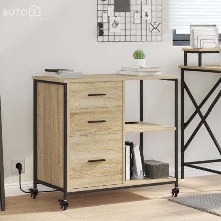 vidaXL Irodai szekrény kerékkel sonoma tölgy 76 x 41 x 72 cm Faanyag