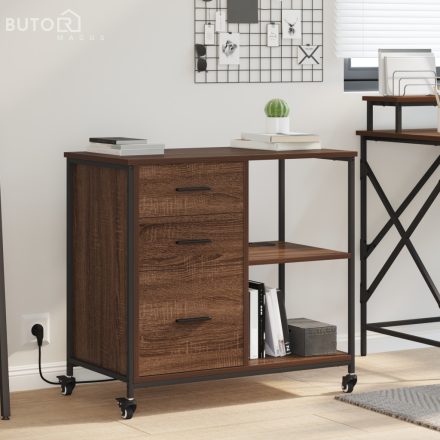 vidaXL Irodai szekrény kerékkel barna tölgy 76 x 41 x 72 cm Faanyag