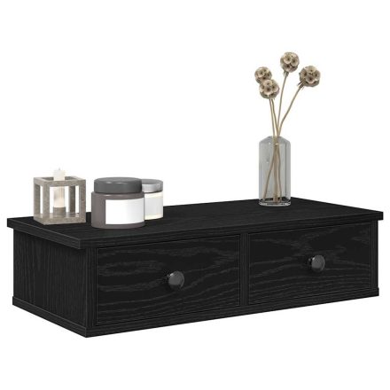 vidaXL Falipolc fiókokkal fekete 60x28x15 cm műszaki fa