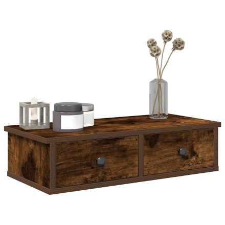 vidaXL Falipolc fiókokkal füstölt tölgy 60x28x15 cm műszaki fa