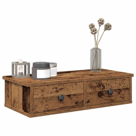vidaXL Falipolc fiókokkal régi fa 60x28x15 cm műszaki fa