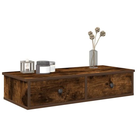 vidaXL Falipolc fiókokkal füstölt tölgy 80x31x17 cm műszaki fa