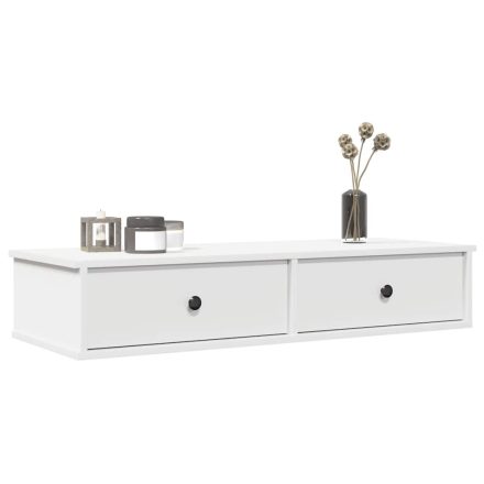 vidaXL fehér szerelt fa falipolc fiókokkal 100 x 36 x 19 cm