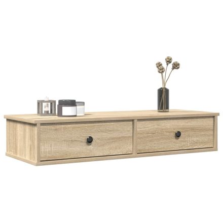 vidaXL sonoma tölgy szerelt fa falipolc fiókokkal 100 x 37,5 x 19 cm