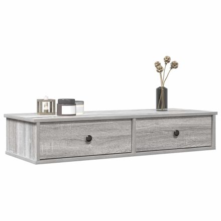 vidaXL szürke sonoma szerelt fa falipolc fiókokkal 100 x 37,5 x 19 cm
