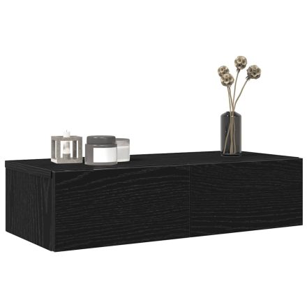 vidaXL Falipolc fiókokkal fekete 60x26,5x15 cm műszaki fa