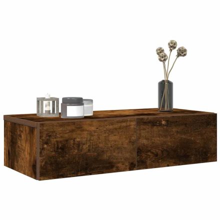 vidaXL Falipolc fiókokkal füstölt tölgy 60x26,5x15 cm műszaki fa