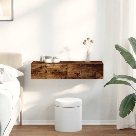 vidaXL Falipolc fiókokkal füstölt tölgy 80x33x17 cm műszaki fa