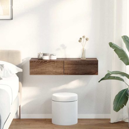 vidaXL Falipolc fiókokkal barna tölgy 80x33x17 cm műszaki fa