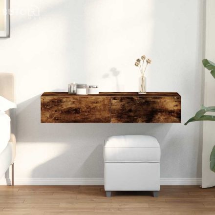 vidaXL Falipolc fiókokkal füstölt tölgy 100x36x19 cm műszaki fa
