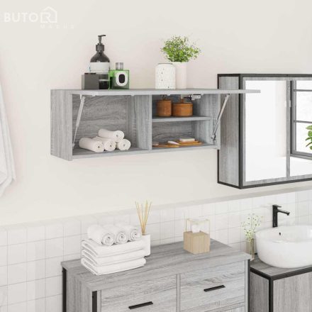 vidaXL szürke sonoma szerelt fa fali fürdőszobaszekrény 80x25x30 cm