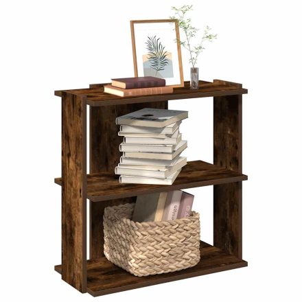 vidaXL 3 szintes füstös tölgy színű szerelt fa könyvespolc 60x30x60 cm