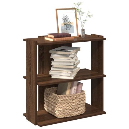 vidaXL 3 szintes barna tölgyszínű szerelt fa könyvespolc 60x30x60 cm