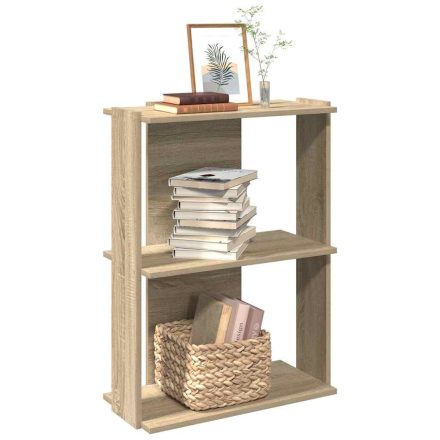 vidaXL 3 szintes sonoma tölgy színű szerelt fa könyvespolc 60x30x80 cm