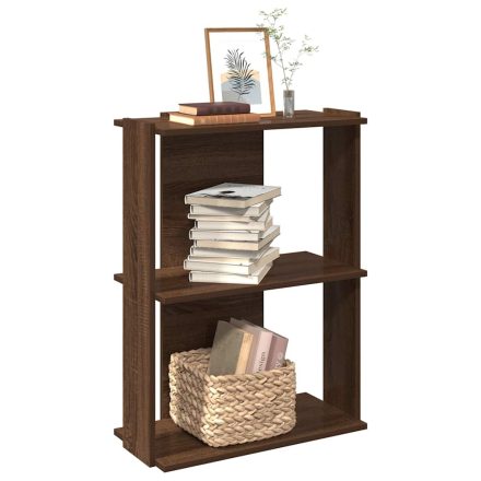 vidaXL 3 szintes barna tölgyszínű fa könyvespolc 60x30x80 cm