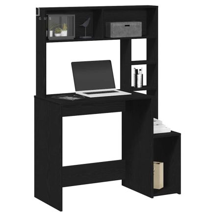 vidaXL fekete szerelt fa íróasztal polcokkal 100x45x140 cm