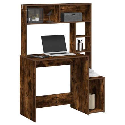 vidaXL füstös tölgy szerelt fa íróasztal polcokkal 100x45x140 cm