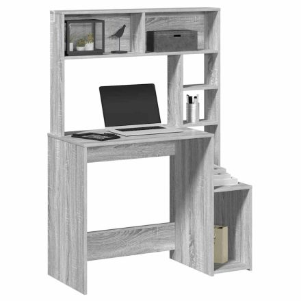 vidaXL szürke sonoma színű szerelt fa íróasztal polcokkal 100x45x140cm