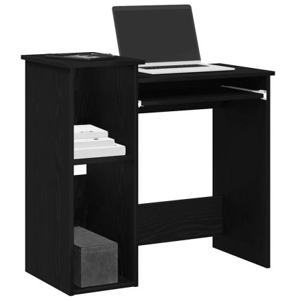 vidaXL fekete forgácslap íróasztal polcokkal 84x40x78 cm