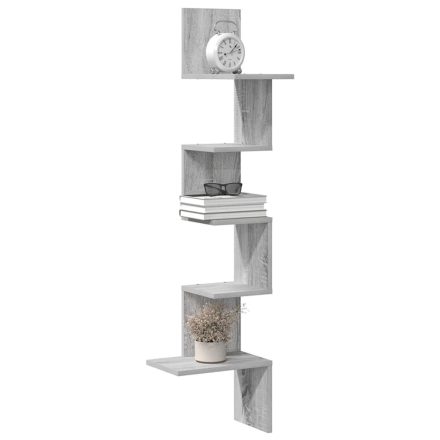 vidaXL szürke sonoma szerelt fa fali sarokpolc 32x32x127,5 cm