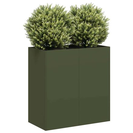 vidaXL Növénytartó olívazöld 80x40x80 cm Hidegen hengerelt acélból