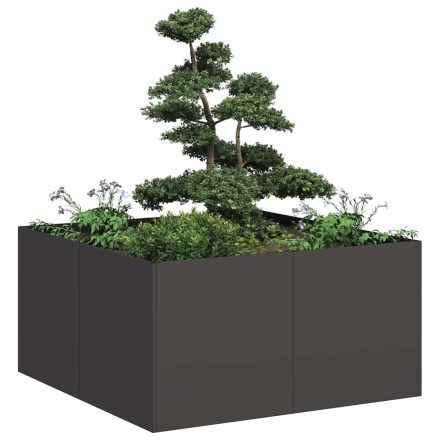 vidaXL fekete hidegen hengerelt acél növénytartó 80x80x40 cm