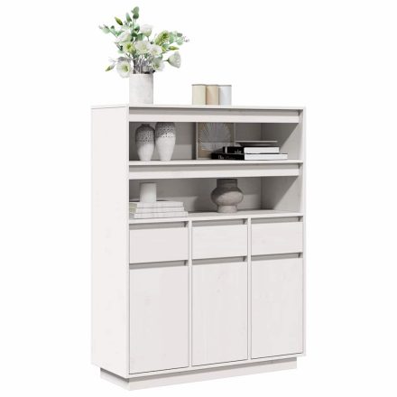 vidaXL fehér tömör fenyőfa magasszekrény 89x34x116,5 cm