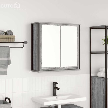 vidaXL szürke sonoma fürdőszoba fali szekrény tükörrel 60x21x60 cm