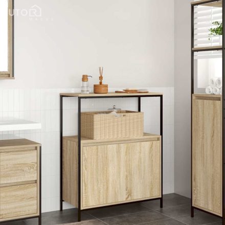 vidaXL tölgy színű fürdőszobaszekrény polcokkal 76,5x35x95 cm