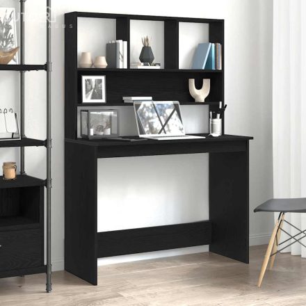 vidaXL fekete tölgy szerelt fa íróasztal polcokkal 102 x 45 x 148 cm