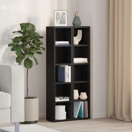 vidaXL 2 db fekete tölgy színű szerelt fa CD-szekrény 21x16x93,5 cm