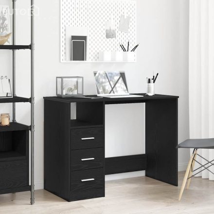vidaXL fekete tölgy szerelt fa íróasztal fiókokkal 102 x 50 x 76 cm