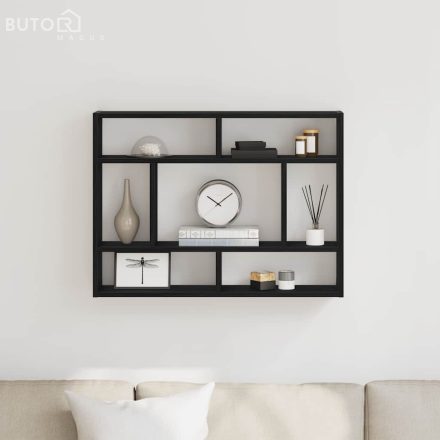 vidaXL fekete tölgy színű szerelt fa fali polc 75 x 16 x 55 cm