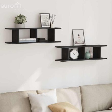 vidaXL 2 db fekete tölgyszínű szerelt fa fali polc 75 x 18 x 20 cm