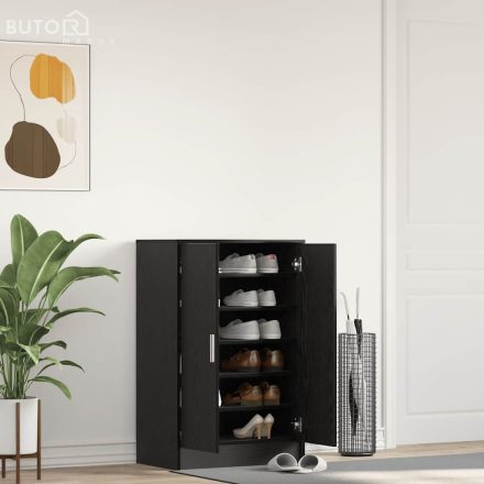 vidaXL fekete tölgy szerelt fa cipőszekrény 60x35x92 cm