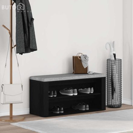 vidaXL fekete tölgyfa cipőpad 100 x 35 x 45 cm rétegelt fából