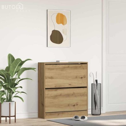 vidaXL Cipőszekrény tárolóval Füstölt tölgy 80 x 21 x 87.5 cm Faanyag