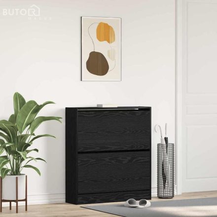 vidaXL Cipőszekrény tárolóval Musta tammi 80 x 21 x 87.5 cm Faanyag