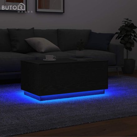 vidaXL fekete tölgyszínű dohányzóasztal LED-lámpákkal 90x49x40 cm