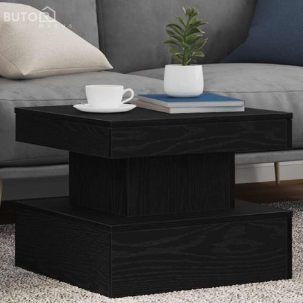 vidaXL fekete tölgyszínű dohányzóasztal LED-lámpákkal 50 x 50 x 40 cm