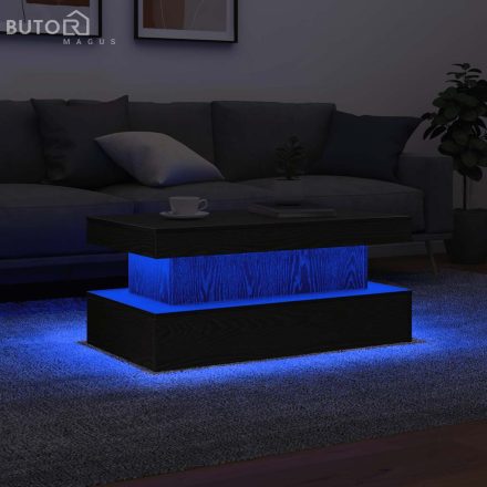 vidaXL fekete tölgy dohányzóasztal LED-lámpákkal 90x50x40 cm